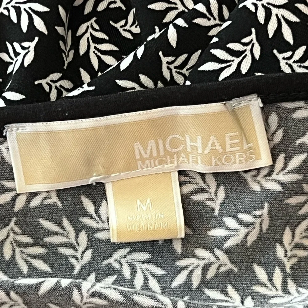 MICHAEL KORS Black & White Print Stretch Dress Size Medium